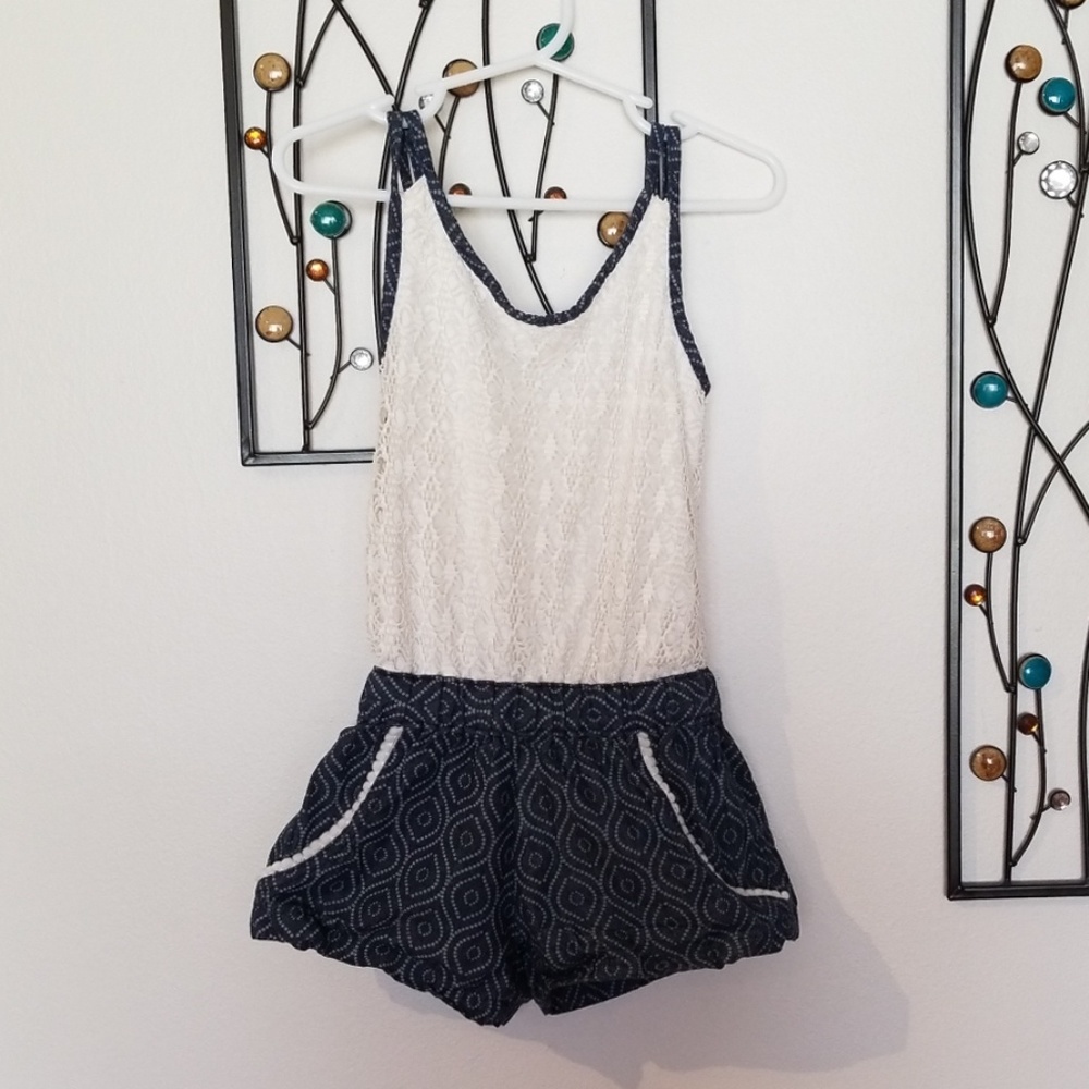 Denim and Lace Romper Sz. S(4)